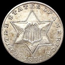 1856 Silver Three Cent CHOICE AU