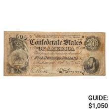 T-64 1864 $500 FIVE HUNDRED DOLLARS CSA CONFEDERATE STATES OF AMERICA CURRENCY NOTE