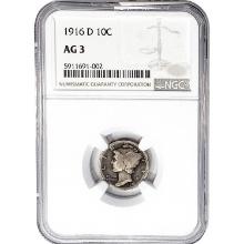 1916-D Mercury Silver Dime NGC AG3
