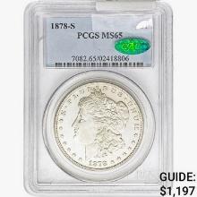 1878-S CAC Morgan Silver Dollar PCGS MS65