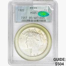 1922 CAC Silver Peace Dollar PCGS MS65