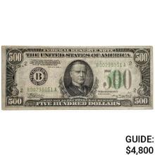 R. 2202-B 1934-A $500 FIVE HUNDRED DOLLARS FRN FEDERAL RESERVE NOTE NEW YORK, NY EXTREMELY FINE