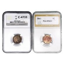[2] 1861/1863 Indian Head Cent NGC/PGA XF/MS40/63+