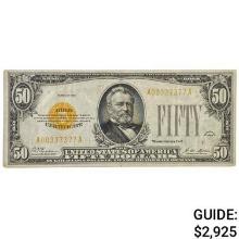 FR. 2404 1928 $50 FIFTY DOLLARS GOLD CERTIFICATE CURRENCY NOTE EXTREMELY FINE