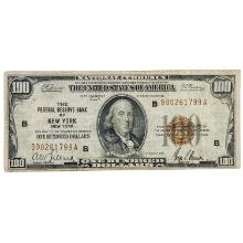 FR. 1890-B 1929 $100 FRBN FEDERAL RESERVE BANK NOTE NEW YORK, NY VERY FINE