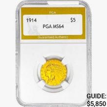 1914 $5 Gold Half Eagle PGA MS64