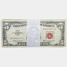 LOT OF (100) 1963 $5 FIVE DOLLARS LEGAL TENDER UNITED STATES NOTES VERY GOOD - VERY FINE