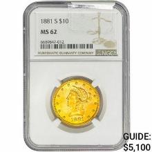 1881-S $10 Gold Eagle NGC MS62