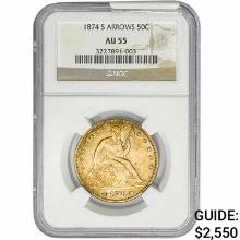 1874-S Seated Liberty Half Dollar NGC AU55 Arrows