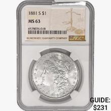 1881-S Morgan Silver Dollar NGC MS63