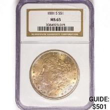 1881-S Morgan Silver Dollar NGC MS65