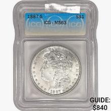 1887-S Morgan Silver Dollar ICG MS63