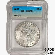 1921 Morgan Silver Dollar ICG MS65