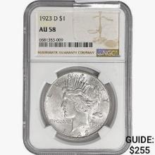 1923-D Silver Peace Dollar NGC AU58