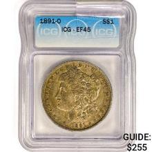 1891-O Morgan Silver Dollar ICG EF45