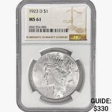 1923-D Silver Peace Dollar NGC MS61