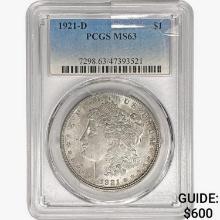 1921-D Morgan Silver Dollar PCGS MS63