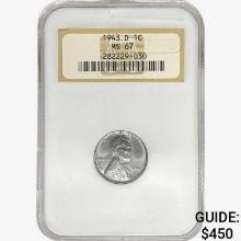 1943-D Wheat Cent NGC MS67