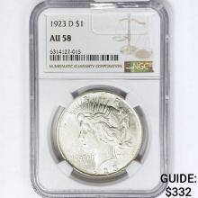 1923-D Silver Peace Dollar NGC AU58