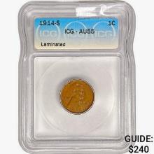 1914-S Wheat Cent ICG AU55 Laminated