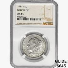 1936 Bridgeport Half Dollar NGC MS65