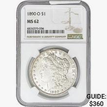 1890-O Morgan Silver Dollar NGC MS62