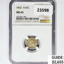 1852 Seated Liberty Half Dime NGC MS65