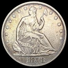 1858 Seated Liberty Half Dollar CLOSELY UNCIRCULATED