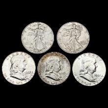 (5) Silver Half Dollars HIGH GRADE