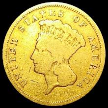 1857-S $3 Gold Piece LIGHTLY CIRCULATED