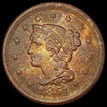 1851 Braided Hair Large Cent LIGHTLY CIRCULATED