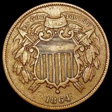 1864 Sm Motto Two Cent Piece NEARLY UNCIRCULATED