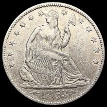 1853 Arws & Rays Seated Liberty Half Dollar CHOICE AU