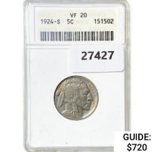 1924-S Buffalo Nickel ANACS VF20