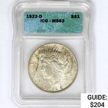 1922-D Silver Peace Dollar ICG MS63