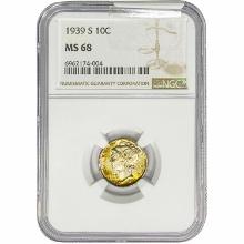 1939-S Mercury Silver Dime NGC MS68