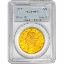 1877 $20 Gold Double Eagle PCGS MS61