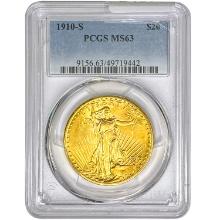 1910-S $20 Gold Double Eagle PCGS MS63