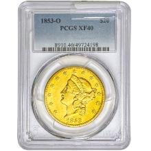 1853-O $20 Gold Double Eagle PCGS XF40