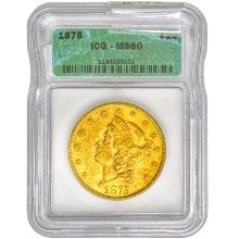 1875 $20 Gold Double Eagle ICG MS60