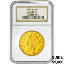 1870-S $20 Gold Double Eagle NGC AU58