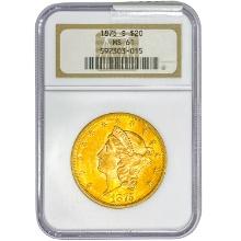 1875-S $20 Gold Double Eagle NGC MS61
