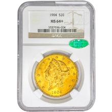 1904 CAC $20 Gold Double Eagle NGC MS64+
