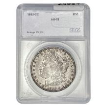 1893-CC Morgan Silver Dollar SEGS AU53