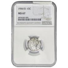 1944-D Mercury Silver Dime NGC MS67