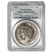 1921 Silver Peace Dollar PCGS MS63 HR