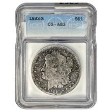 1893-S Morgan Silver Dollar ICG AG3