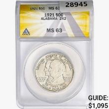 1921 Alabama Half Dollar ANACS MS63 2X2