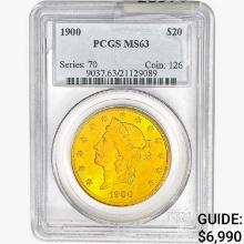 1900 $20 Gold Double Eagle PCGS MS63