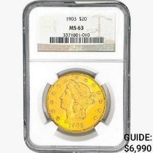 1903 $20 Gold Double Eagle NGC MS63